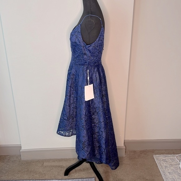 QUIZ Lace High Low Cocktail Party Dress in Midnight Blue Size Medium - Picture 7 of 11